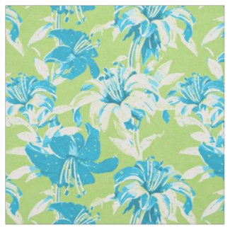 Cute blue green seamless lily floral