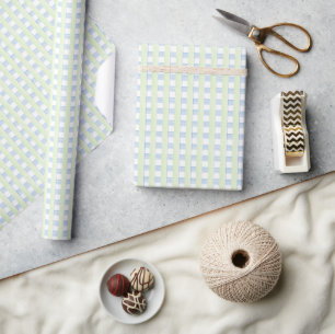Cute Blue & Green Watercolor Plaid Gift Wrapping Paper