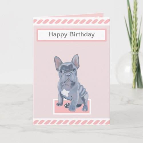 Cute Blue Grey French Bulldog Puppy Card