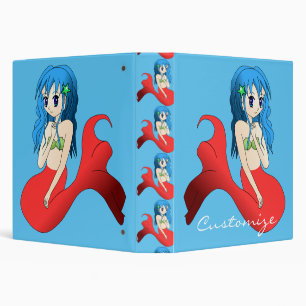 Cute Blue-haired Mermaid Thunder_Cove 3 Ring Binder