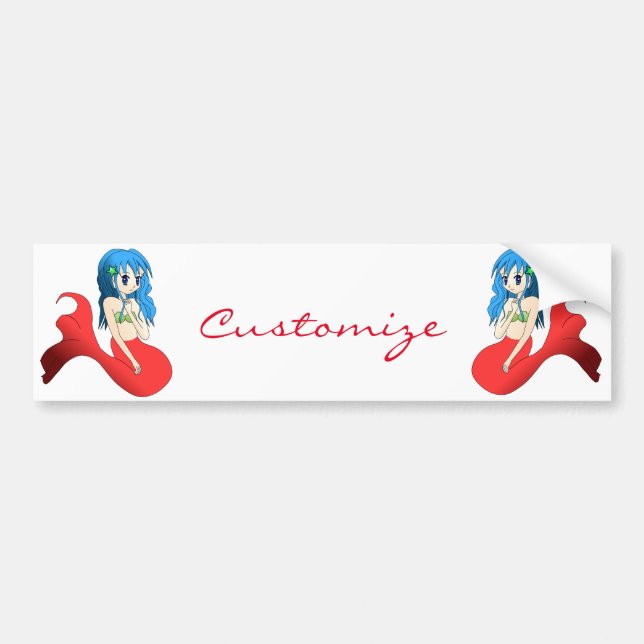 Cute Blue-haired Mermaid Thunder_Cove Bumper Sticker (Front)