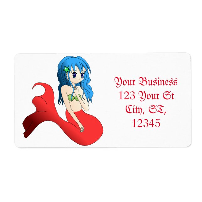 Cute Blue-haired Mermaid Thunder_Cove Label (Front)