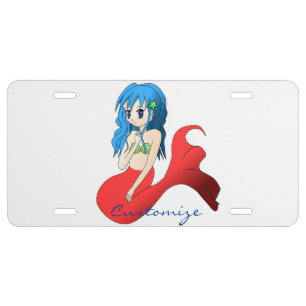 Cute Blue-haired Mermaid Thunder_Cove License Plate