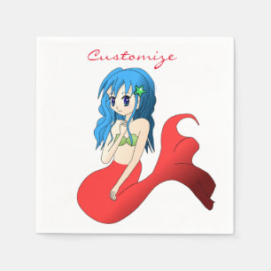 Cute Blue-haired Mermaid Thunder_Cove Napkins