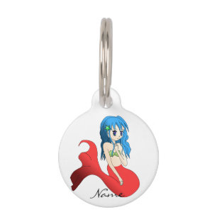 Cute Blue-haired Mermaid Thunder_Cove Pet ID Tag
