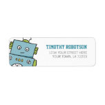 Cute Blue Hand Drawn Robot Label at Zazzle