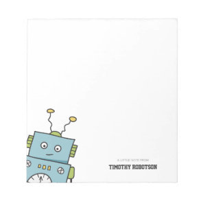 Cute Blue Hand Drawn Robot Notepad