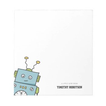Cute Blue Hand Drawn Robot Notepad by IckleCritters at Zazzle