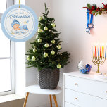 Cute Blue Hanukkah Baby's First Chrismukkah  Ceramic Ornament<br><div class="desc">Cute Blue Hanukkah Baby's First Chrismukkah Ornament</div>