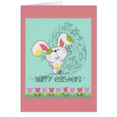 Cute Blue Happy Easter cartoon bunny (Front)