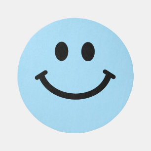 Cute Blue Happy Face Rug - Round Area Rug Carpet