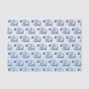 Cute Blue Heart Balloons Elephant Baby Boy Shower Tissue Paper