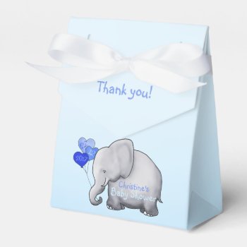 Cute Blue Heart Balloons Elephant Boy Baby Shower Favor Boxes by EleSil at Zazzle