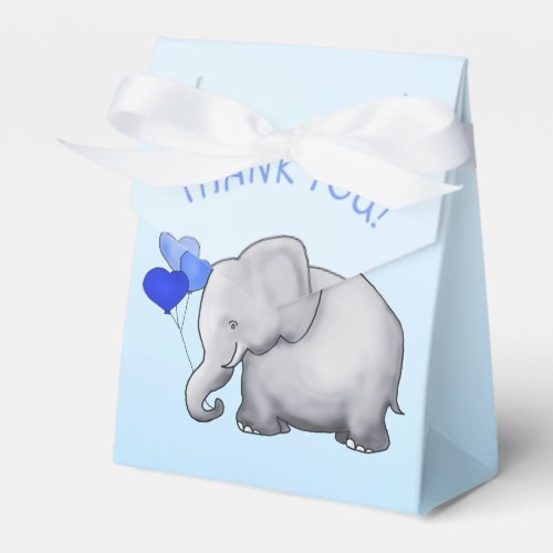 Cute Blue Heart Balloons Elephant Boy Baby Shower Favor Boxes