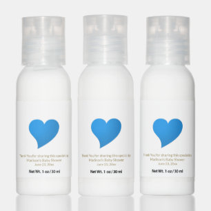 Cute blue heart Boy baby shower favors Hand Lotion