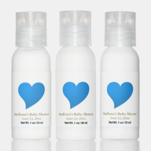 Cute blue heart boy baby shower favors hand lotion