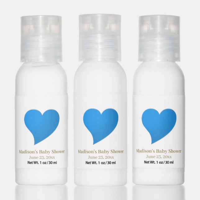 Cute blue heart boy baby shower favors hand lotion (Set)