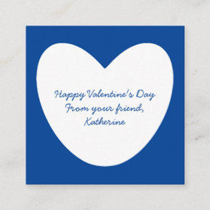 Cute blue heart classroom boys Valentine's Day Enclosure Card