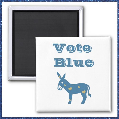 Cute Blue Heart Donkey VOTE BLUE Magnet
