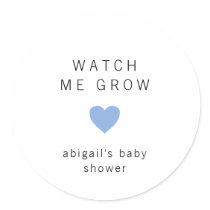 Cute Blue Heart Modern Baby Shower Classic Round Sticker