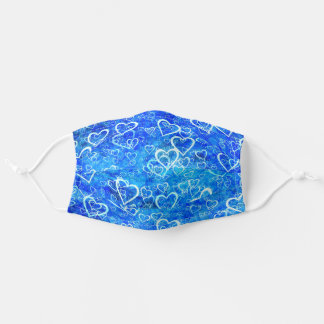 Cute Blue Heart Pattern Adult Cloth Face Mask
