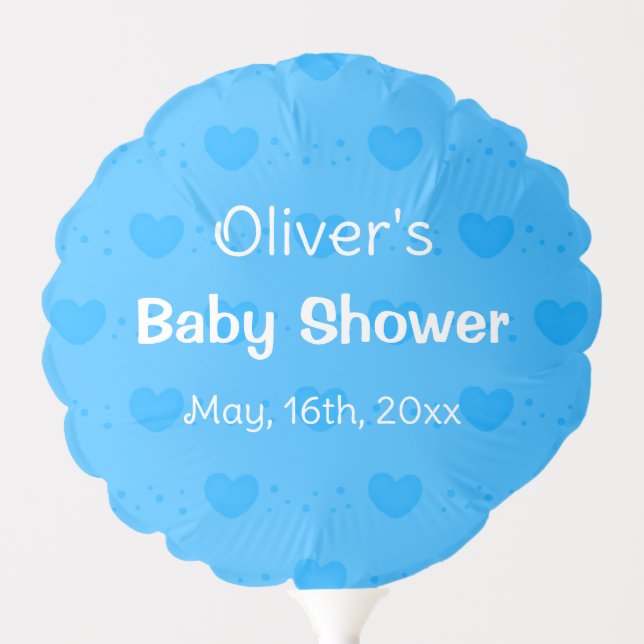 Cute Blue Hearts Baby Shower Balloon (Front)