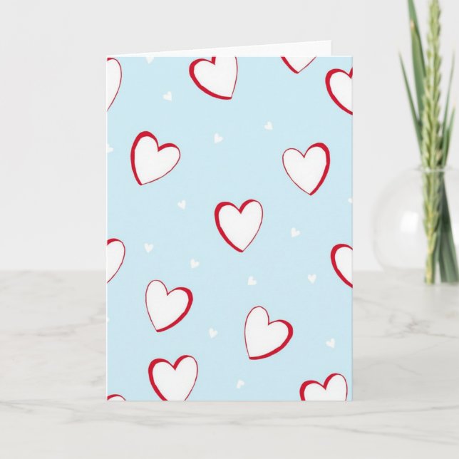 Cute Blue Hearts Love Card (Front)