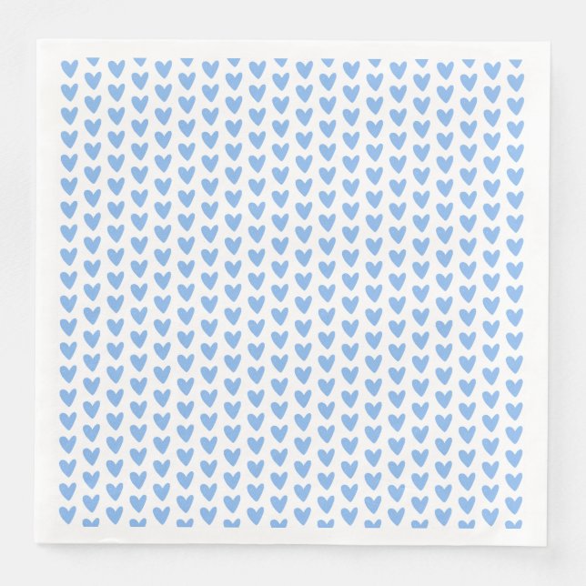 Cute Blue Hearts Pattern | Baby Shower Paper Dinner Napkins (Front)