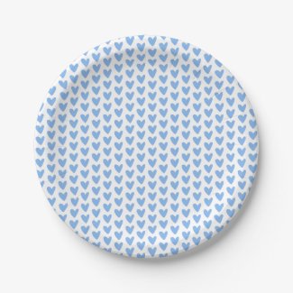 Cute Blue Hearts Pattern | Baby Shower Paper Plates