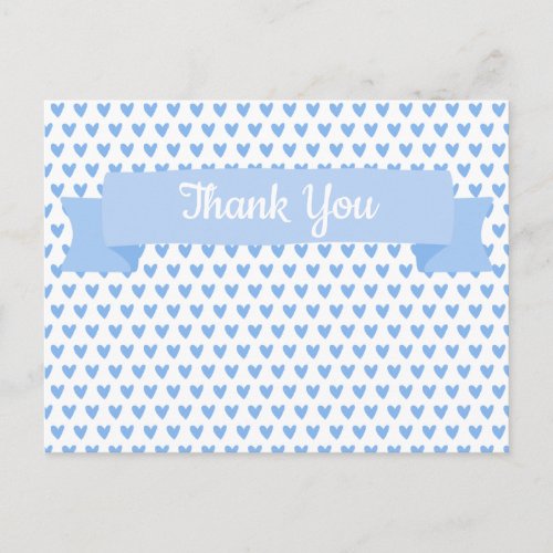 Cute Blue Hearts Pattern  Baby Shower Thank You Postcard