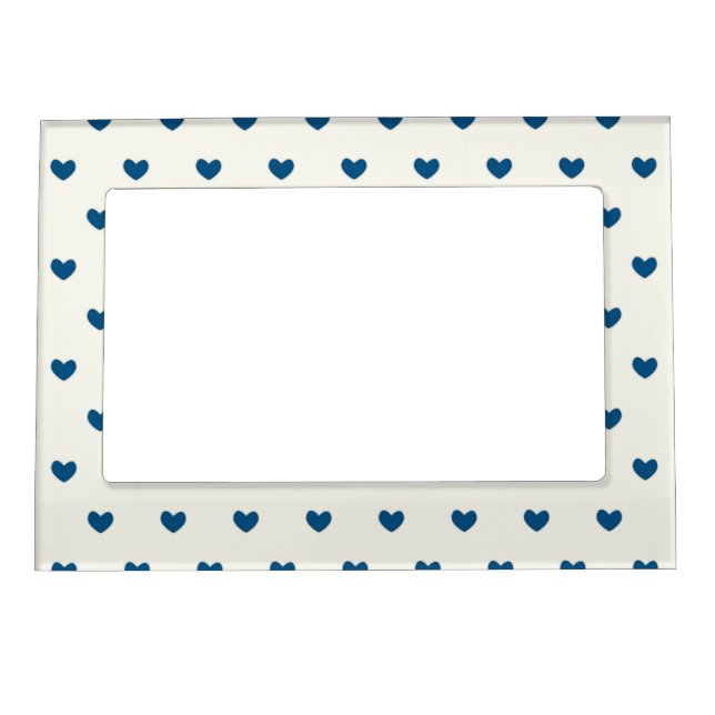 Cute Blue Hearts Pattern Magnetic Photo Frame (Front)