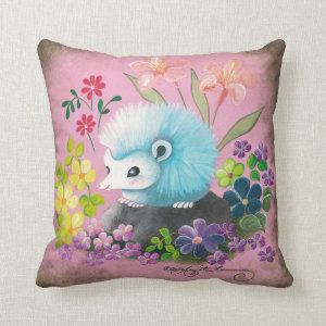 Cute Blue Hedegehog Throw Pillow