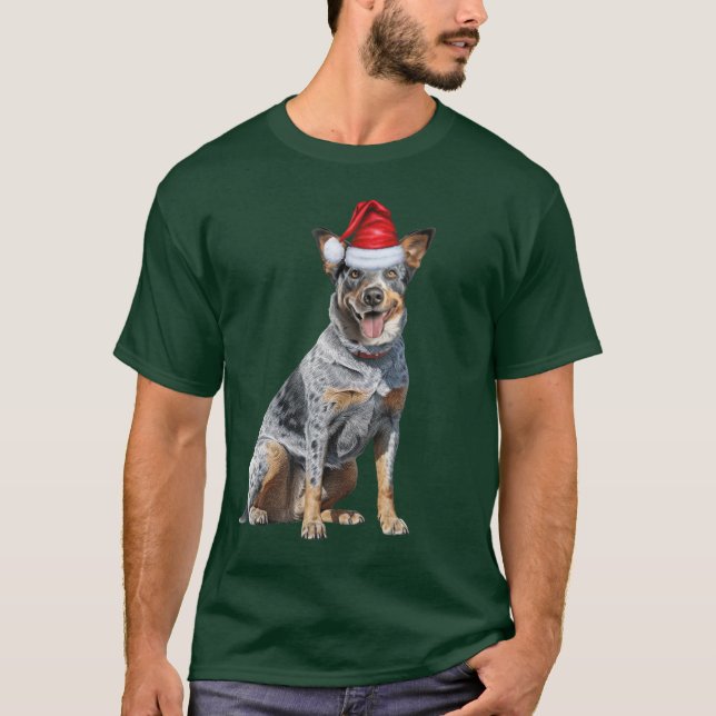 Cute Blue Heeler Dog Lover Funny Christmas T-Shirt (Front)