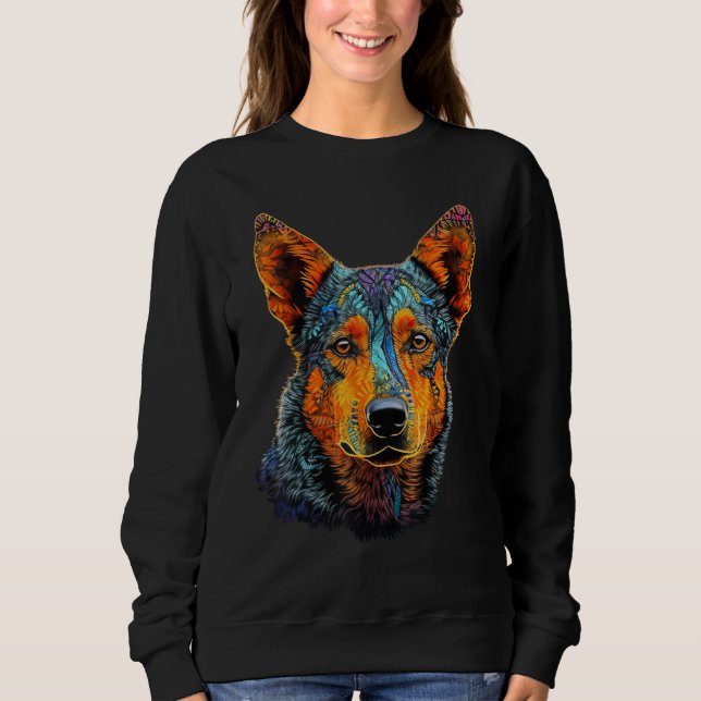 Cute Blue Heeler Dog on Australian Cattle Dog Love Sweatshirt (Front)