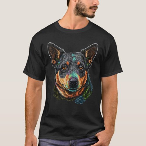 Cute Blue Heeler Dog on Australian Cattle Dog Love T_Shirt