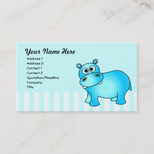 Cute Blue Hippo Business Card