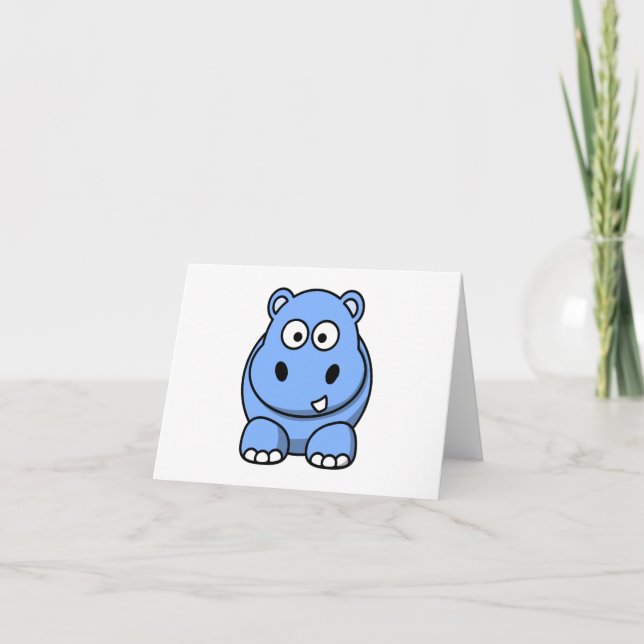 Cute Blue Hippo Card (Front)