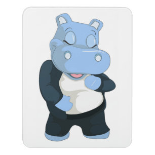 CUTE BLUE HIPPO DOOR SIGN