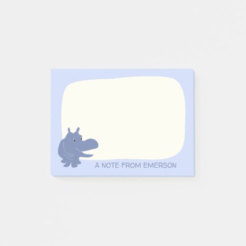 Cute Blue Hippo Hippopotamus Personalized Post_it Notes