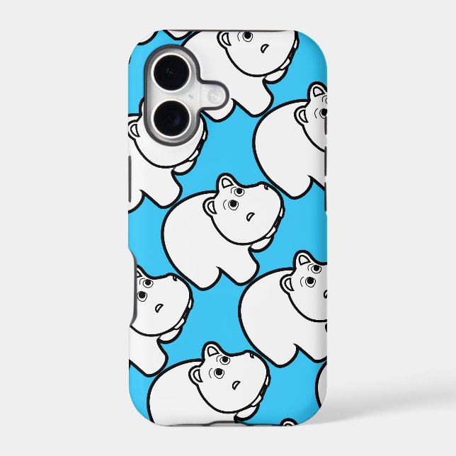 Cute Blue Hippo Iphone Case (Back)