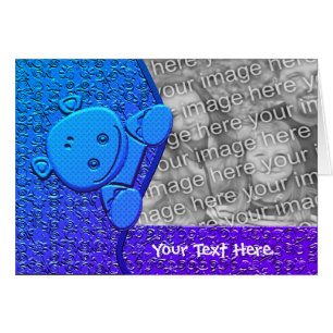 Cute Blue Hippo Personalized Photo Card