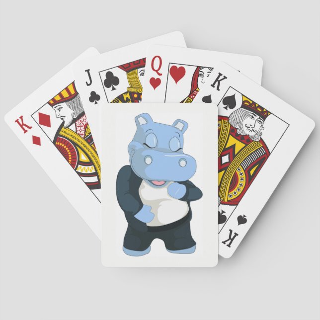 CUTE BLUE HIPPO POKER CARDS (Back)