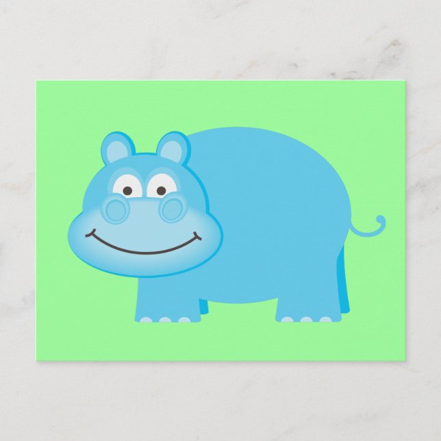 Cute Blue Hippo Postcard (Front)
