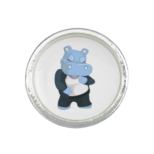 CUTE BLUE HIPPO RING (Front)