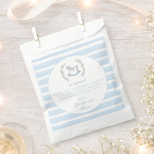 Cute blue horse bohemian baby boy shower thank you favor bag