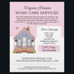 Cute Blue House Caregiver Caretaker Services Pink Flyer<br><div class="desc">This joyful Caregiver Flyer is perfect for senior caretakers, caregivers, or home nurses looking to make a positive impression. Featuring a cozy hand-drawn house and a cheerful bird flying overhead, this flyer radiates good vibes and warmth. With ample space to personalize your services, contact information, and other important details, it’s...</div>