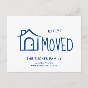 Cute Blue House We've Moved Moving Announcement Postcard