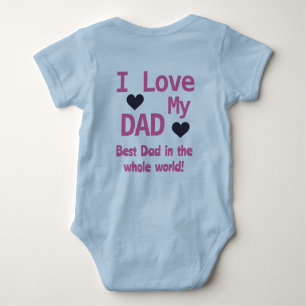 Cute Blue I Love My Dad Baby Boy Baby Bodysuit
