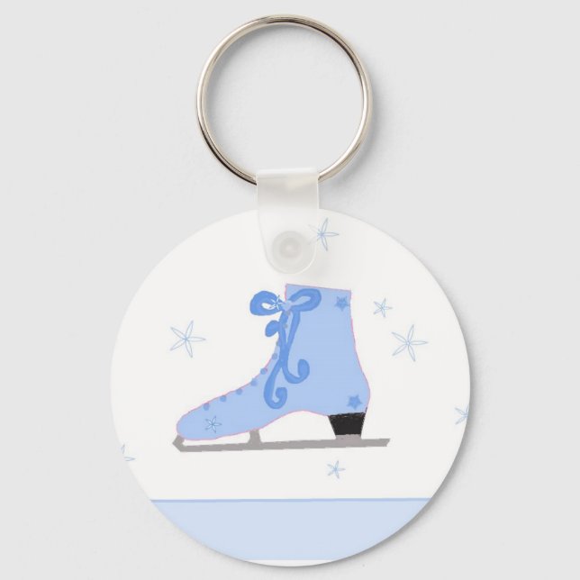 Cute Blue Ice Skate Keychain (Front)
