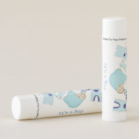 Cute Blue illustration Baby Shower Lip Balm Favors